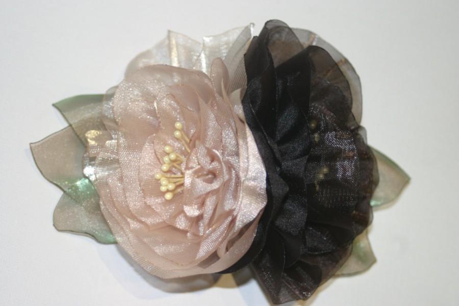 Wedding - Blush Brown Anemone Hair Clip, Fabric Flower Brooch, Bridal Flower Brooch, Weddings Accessories, Hairstyles For Bride, Flower For Dress