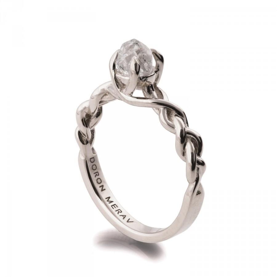 زفاف - Raw Diamond Engagement Ring - 18K White Gold and Rough Diamond engagement ring, Unique Engagement ring, rough diamond ring,  2