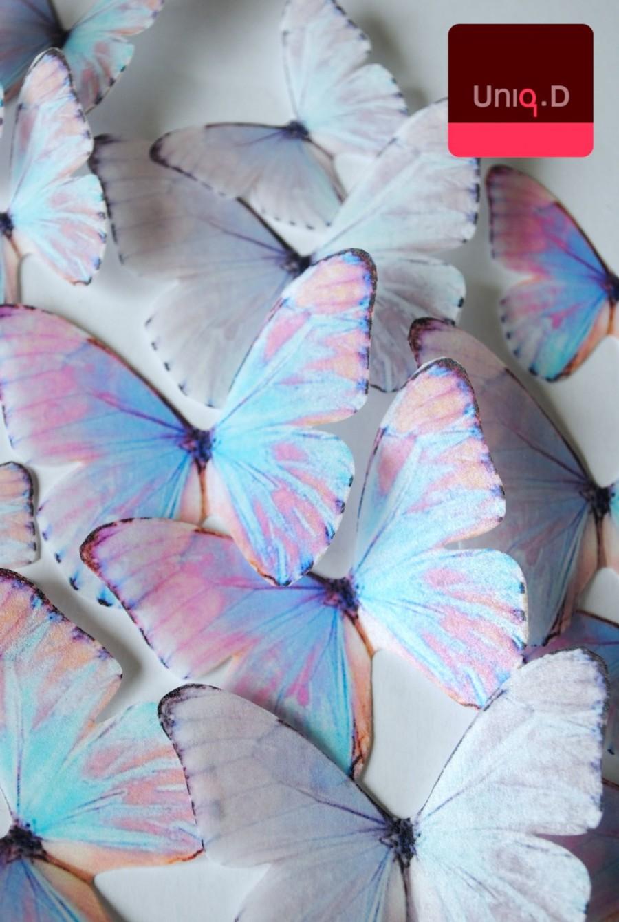 Wedding - pastel EDIBLE butterflies - frozen cupcake topper - pastel cake decoration - frozen cake decoration edible butterflies by Uniqdots on Etsy