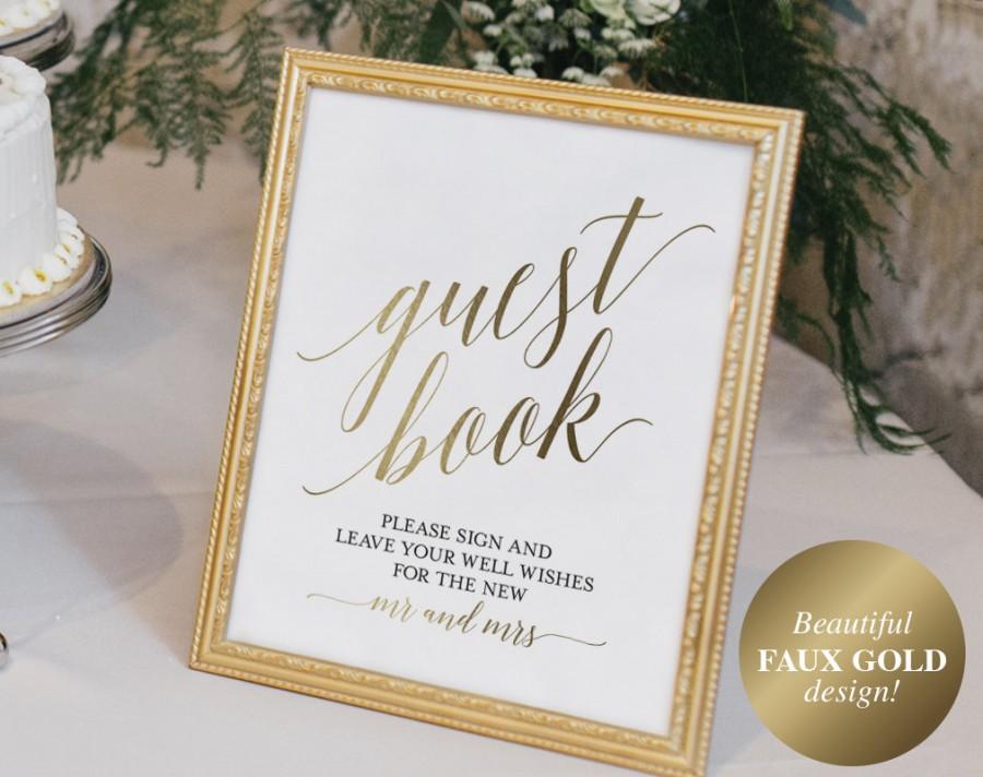 Свадьба - Guest Book Sign, Guest Book Alternative, Guest Book Printable, Wedding Sign, Gold Wedding, Guest Book Idea, PDF Instant Download #BPB324_45C