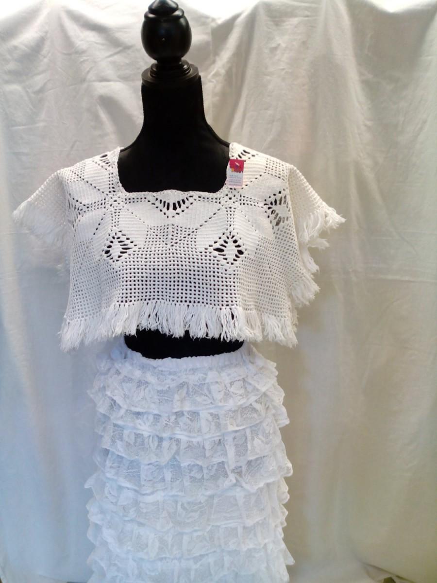 Wedding - Sale 20%off/White Bridal lace  cotton capelet/OOAK/crocheted rustic/Endladesign/Handmade/boho/cottage chic,western chic,country western