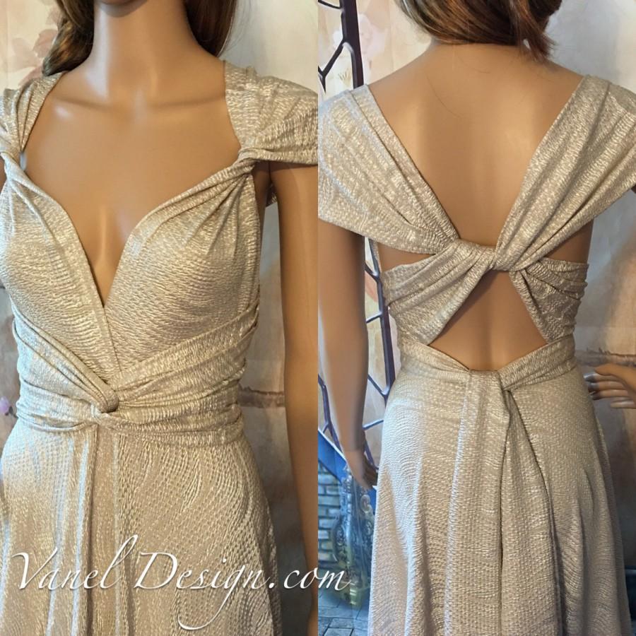 Wedding - CHAMPAGNE Convertible infinity bridesmaid wrap dress maxi dress Long Short wedding gown Color # 6A