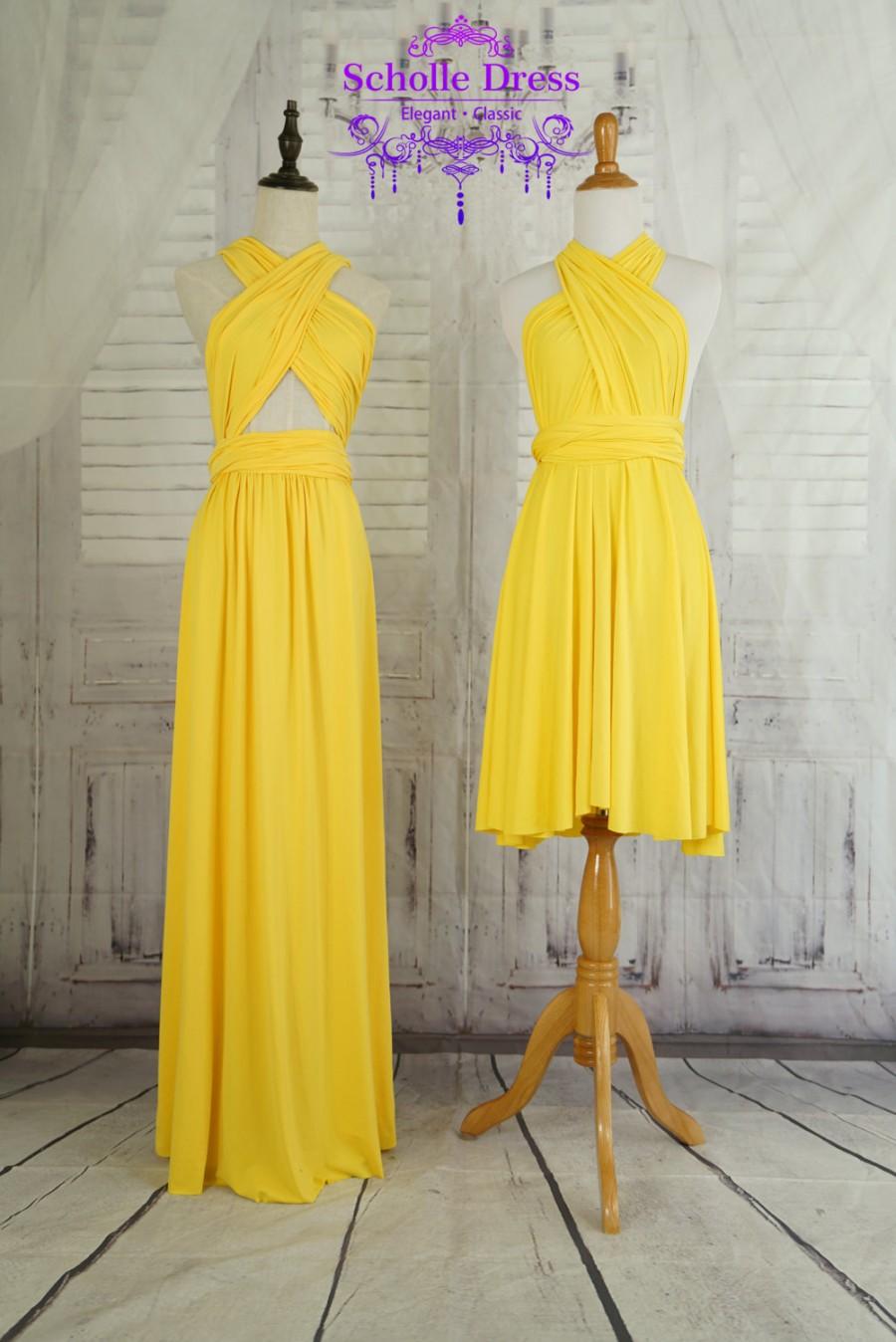 Hochzeit - Sweet heart Wrap Convertible Infinity Dress Evening Dresses   Yellow Bridesmaid Dress-B14#C14#