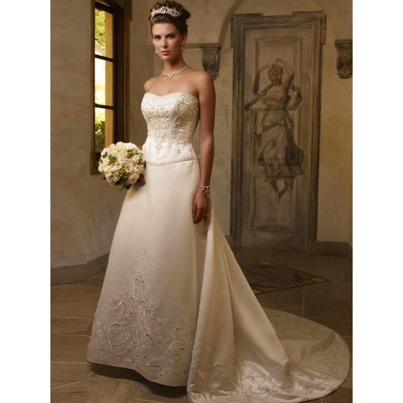 زفاف - Gorgeous Satin Sweetheart A-Line Wedding Dresses With Embroidered In Canada Wedding Dress Prices - dressosity.com