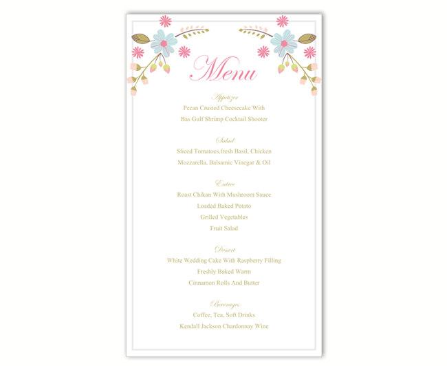 زفاف - Wedding Menu Template DIY Menu Card Template Editable Text Word File Instant Download Colorful Menu Floral Menu Printable Menu 4x7inch - $6.90 USD