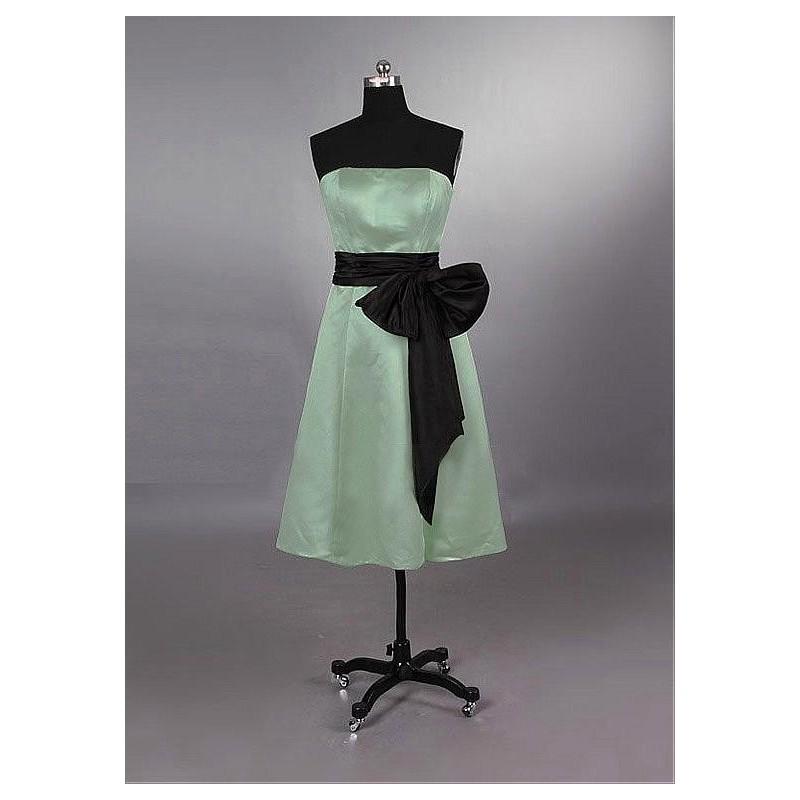 زفاف - Exquisite Satin & Taffeta A-line Strapless Neckline Sash Short Bridesmaid Dress - overpinks.com