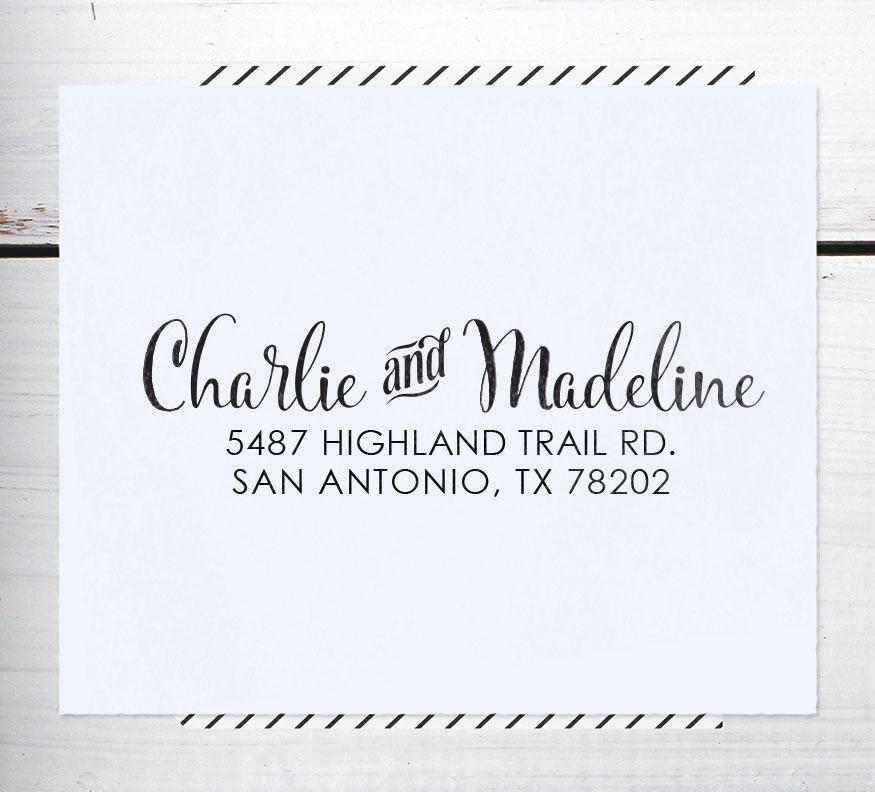 Wedding - Self Inking Return Address Stamp, Custom Address Stamp, Wedding address stamp, Calligraphy Address Stamp, or Eco Mount stamp  - Madeline
