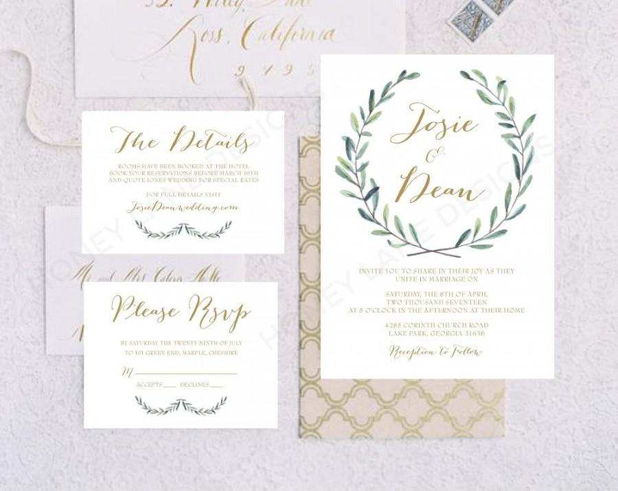 Mariage - Personalised Printable Wedding Invitation Set; Invite, RSVP, Details Card, Josie Collection - WC61