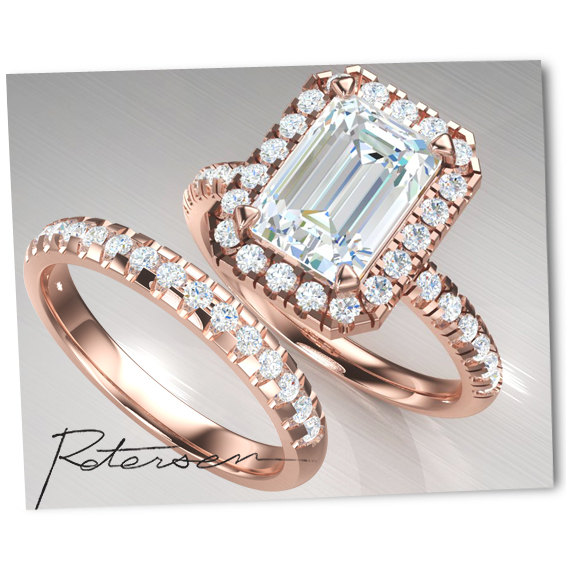 Mariage - Halo Engagement Ring - Sterling Silver Wedding Ring - Big Ring - Wedding Ring Set - Emerald Cut Ring - Cubic Zirconia Ring - 4 ct Ring