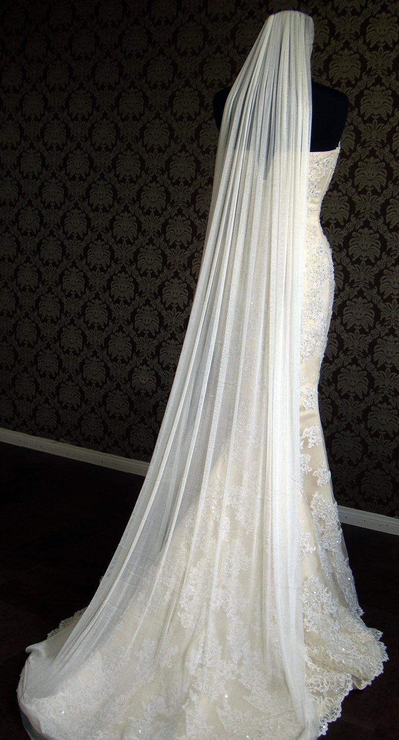 Hochzeit - Natural Silk Tulle, Drape Veil, Cut Edge, Soft Silk Tulle Bridal Veil by IHeartBride Silk Tulle Collection V#ES60  100% Silk Custom Veils