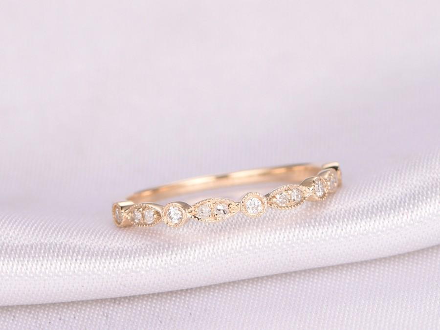 Hochzeit - Natural diamond Wedding ring,Anniversary ring,art deco antique,14k Yellow gold,Marquise Eternity Band,Personalized for her/him,Custom ring