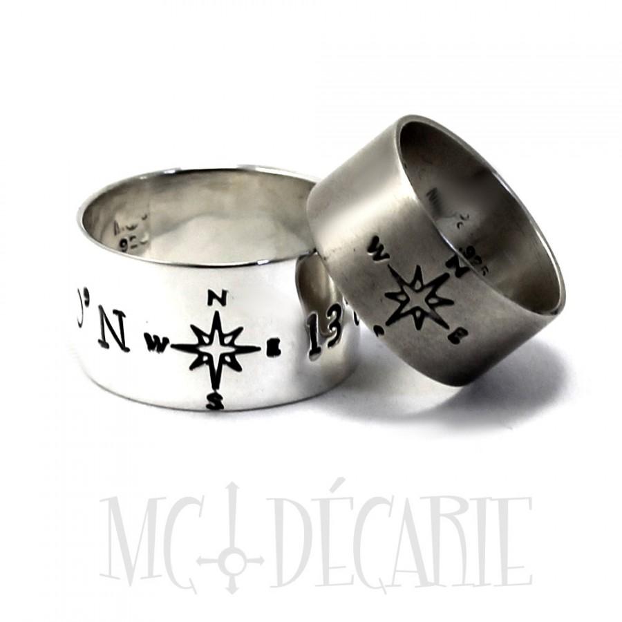 زفاف - His and Hers: 10 mm - 13 mm ring band set, 2 engravings included per ring, 2 ring band set, promise rings, wedding band set, compas rings