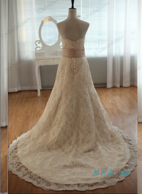 زفاف - H1197 Sweetheart neckline champagne lace a line wedding dress