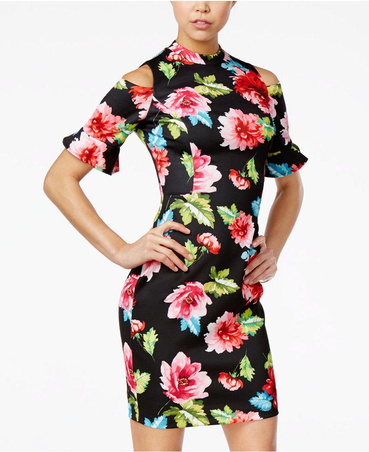 Mariage - XOXO Juniors' Floral-Print Cold-Shoulder Sheath Dress