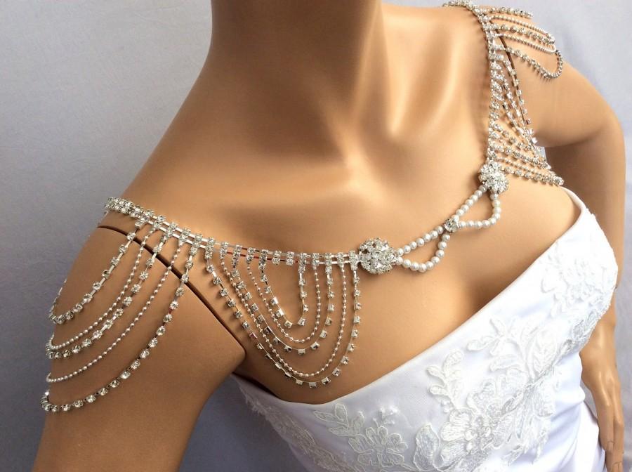 Hochzeit - Wedding Shoulder Jewelry / Rhinestone Shoulder Necklace / Wedding Shoulder Necklace / Bridal Shoulder Necklace / Bridal Shoulder Jewelry - $92.00 USD