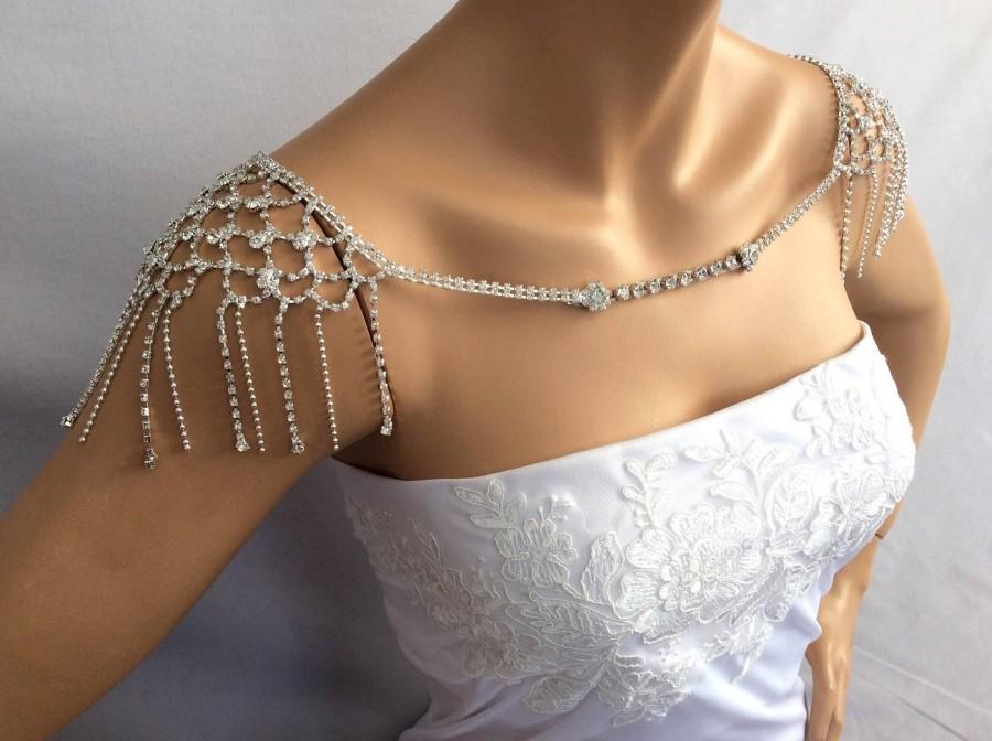 Hochzeit - Wedding Shoulder Jewelry, Bridal Shoulder Necklace, Rhinestone Shoulder, Bridal Body Jewelry, Bridal Necklace, Wedding Shoulder Necklace - $92.00 USD