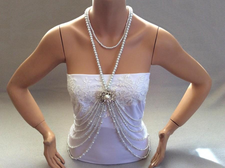 Mariage - Pearl Body Chain Bridal Pearl Necklace Pearl Body Necklace Wedding Pearl Necklace Bridal Body Jewelry Bridal Necklace - $246.00 USD