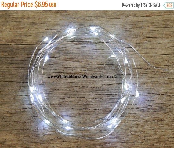 Hochzeit - Spring FLASH sale LED Battery Operated Fairy Lights, Rustic Wedding Decor, Room Decor, 6.6 ft Silver Wire Cool White