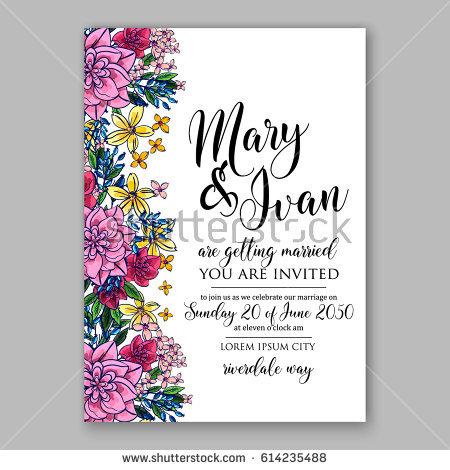 زفاف - Pink chrysantemum wedding invitation card printable template