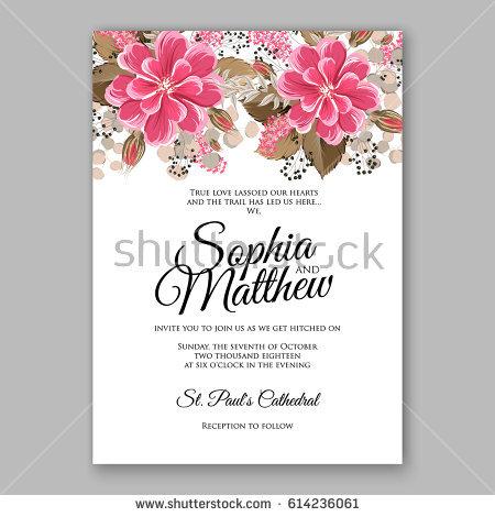 Mariage - Soft red dahlia wedding invitation card printable template with mint greenery Burgundy zinnia menthol leaves