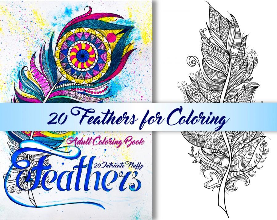 Hochzeit - Coloring Pages for Adult, Adult Coloring Pages, Adult Coloring Book, Adult Feather Coloring Page Feather, Art Therapy, Zentangle