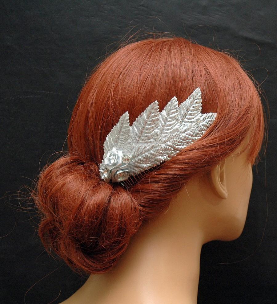 Mariage - Vintage Silver Leaf Hair Comb, Wedding Hair Comb, Bridal Hair Accessories, Flower Bohemian Hair Piece, Prom Accessories, Grecian Goddess - $25.00 USD