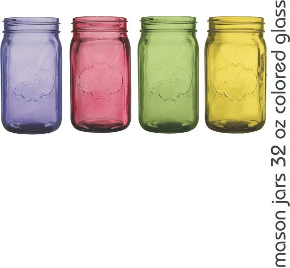 Hochzeit - Pink or Purple Mason Jars 32oz- priced per jar