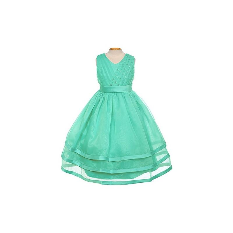 Wedding - Turquoise Organza Embellished V-Neck Three Layer Dress Style: D16029 - Charming Wedding Party Dresses