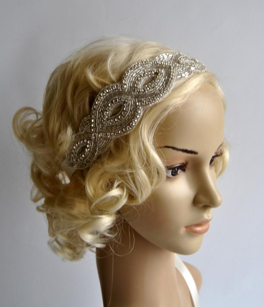 زفاف - Rhinestone flapper Gatsby Headband, Wedding Crystal Bridal Headband, Wedding Headpiece, Bridal Headpiece, 1920s Flapper headband