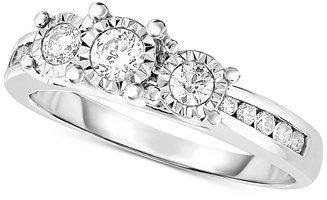 Hochzeit - TruMiracle® Diamond Trinity Engagement Ring (1/2 ct. t.w.) in 14k White Gold