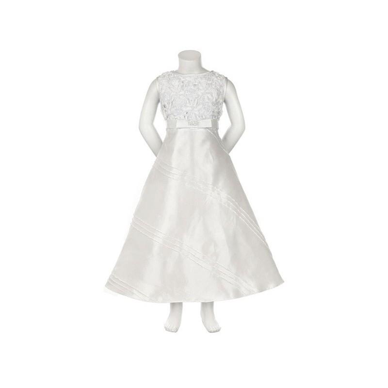 زفاف - White Ribbon Embroidered Taffeta Bodice A-Line Dress Style: D3420 - Charming Wedding Party Dresses