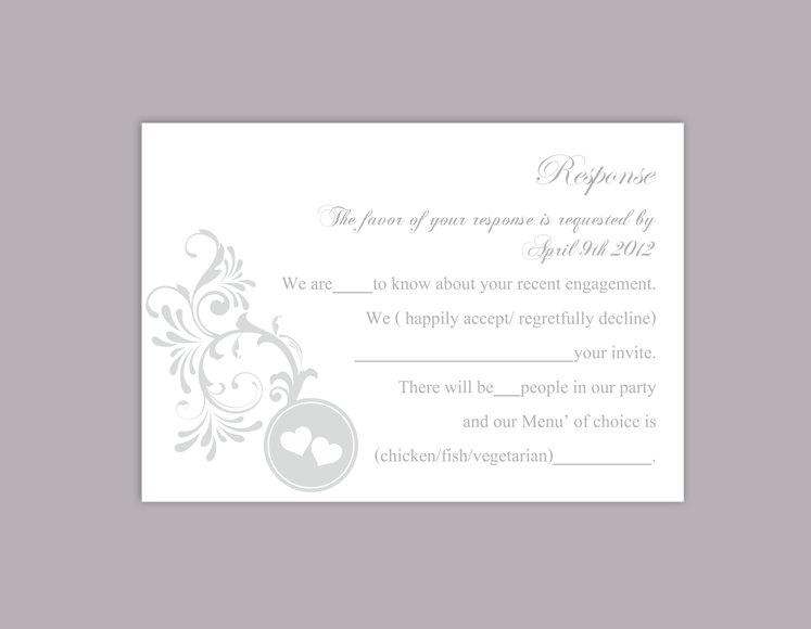 Hochzeit - DIY Wedding RSVP Template Editable Word File Instant Download Rsvp Template Printable RSVP Cards Gray Silver Rsvp Card Elegant Rsvp Card - $6.90 USD