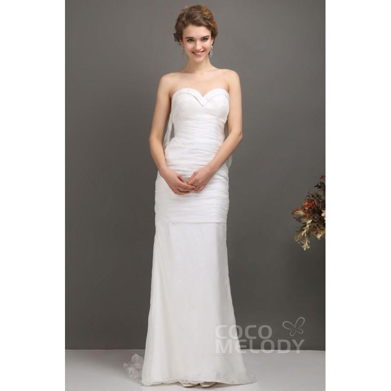 زفاف - Sexy Sheath-Column Sweetheart Sweep-Brush Train Chiffon Wedding Dress CWVT13003 - Top Designer Wedding Online-Shop