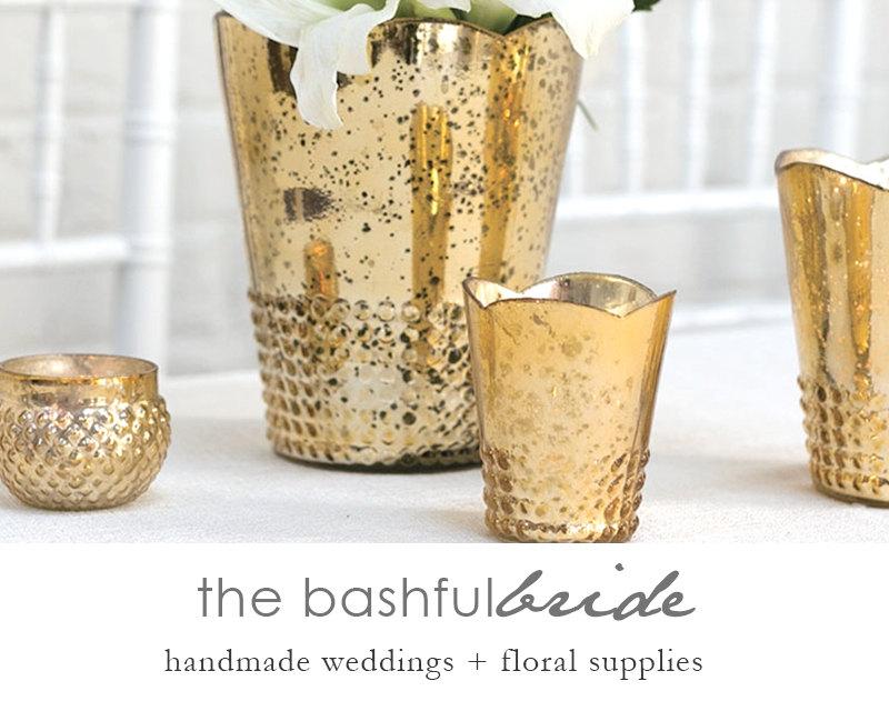 Wedding - Gold mercury glass vase collection, gold mercury glass, votive, flute, gold wedding, gold decorations, gold and pink, gold and navy