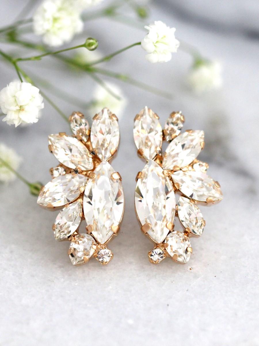 Hochzeit - Bridal Earrings, Bridal Crystal Earrings, Bridal Swarovski Cluster Earrings, Bridesmaids Earrings, Gift For Her, Bridesmaids Earrings