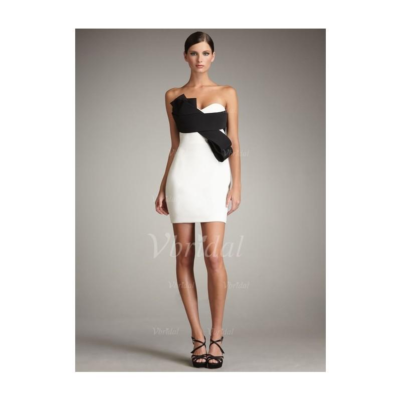 Mariage - Sheath/Column Strapless Sweetheart Short/Mini Satin Cocktail Dress - Beautiful Special Occasion Dress Store