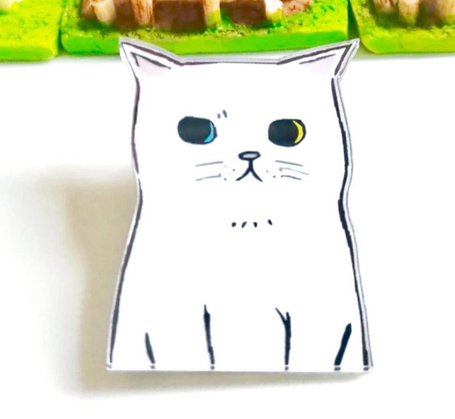 Свадьба - Cat brooch, Cat pin, white cat pin, cute cat pin, cute girl pin, fashion pin