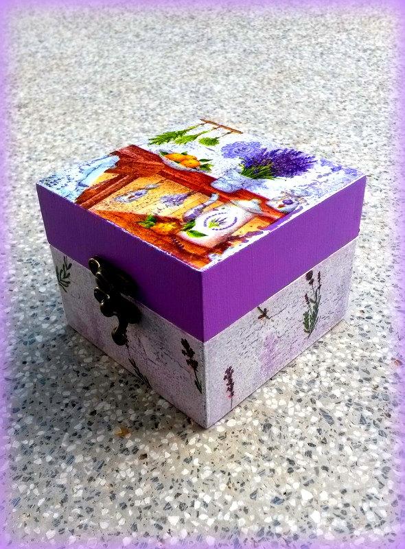 Mariage - Shabby chic box, wooden storage box, decoupage box, lavender box, keepsake box, treasury box, romantic box, eco friendly, gift for woman