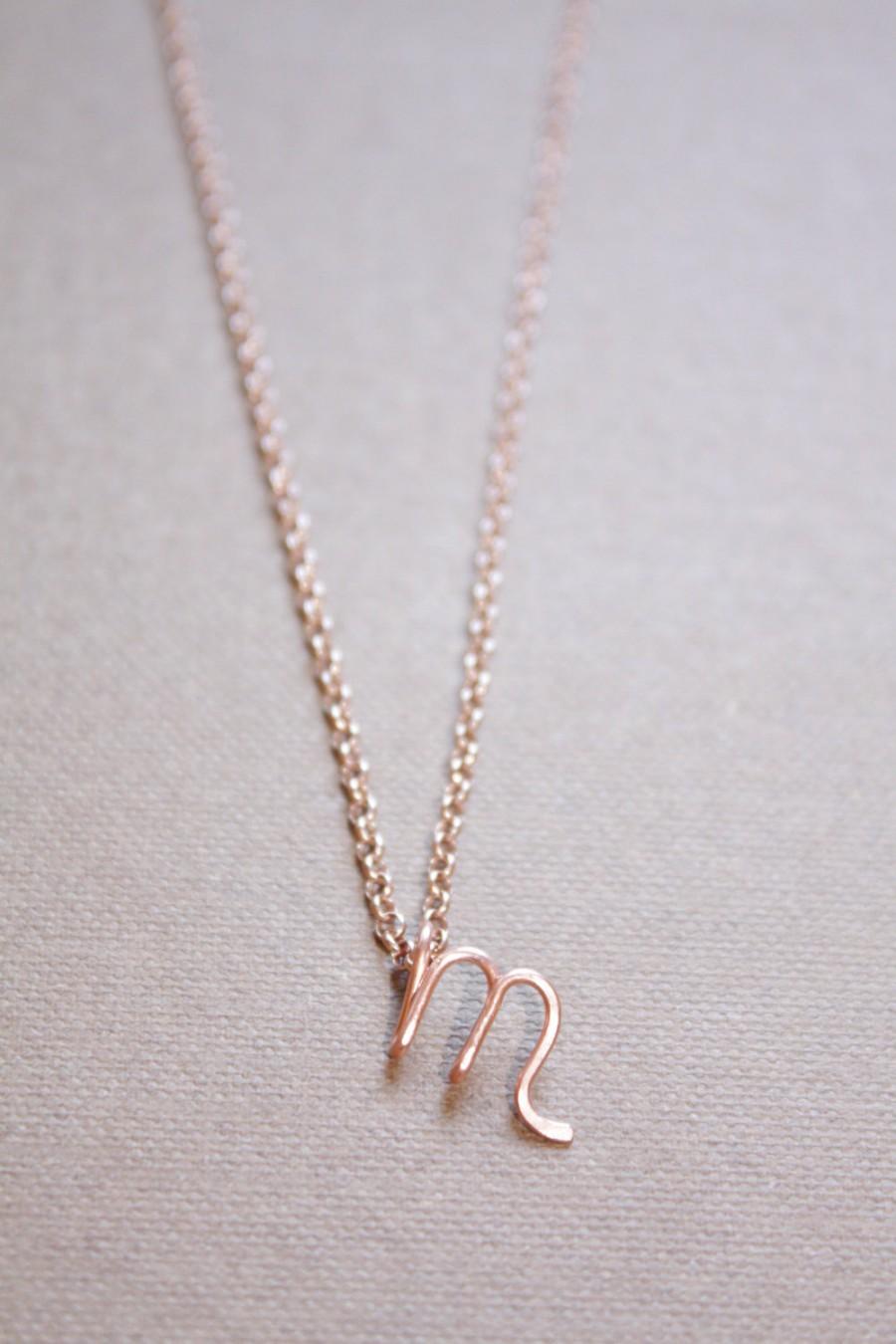 Mariage - Letter M Necklace Silver Gold Rose Gold Initial Necklace Cursive Letter Necklace, Lowercase Initial Necklace, Personalized Necklace, Di & De