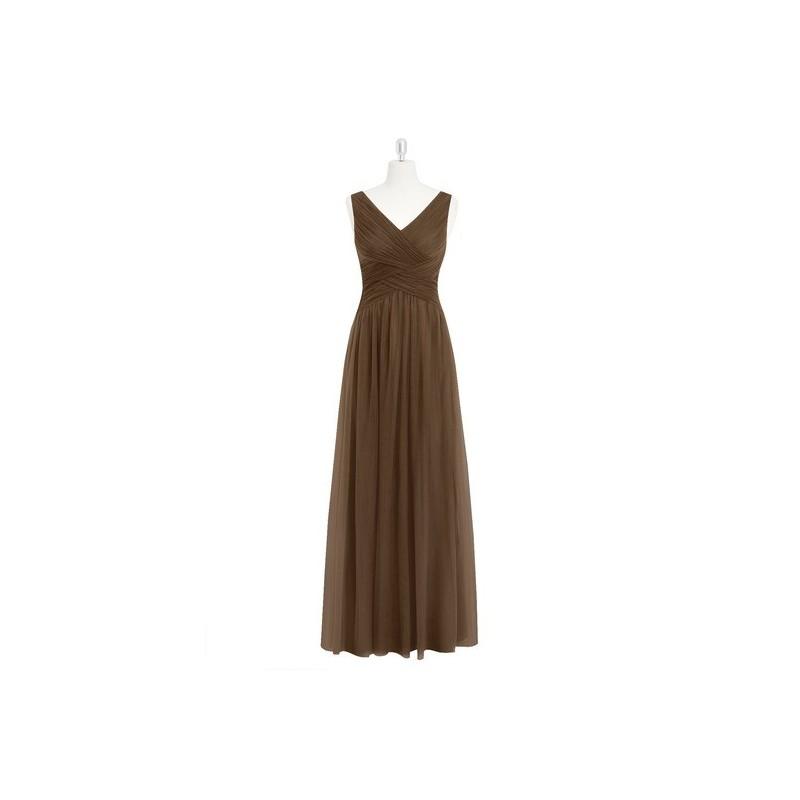 Mariage - Brown Azazie Mag - Floor Length V Neck V Back Tulle Dress - Cheap Gorgeous Bridesmaids Store