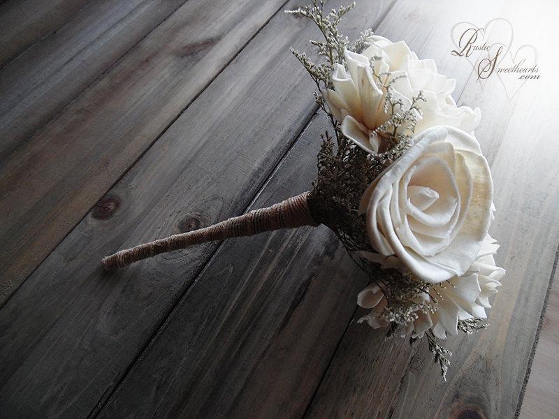 Wedding - Ships in 4 weeks ~~~ X-Small Rustic Bridesmaid Bouquet, has 7 flowers and a jute wrapped handle.