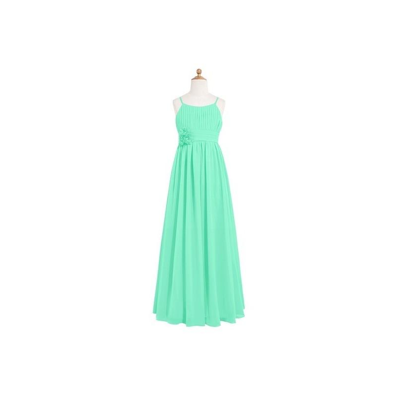 Hochzeit - Turquoise Azazie Astrid JBD - Chiffon Back Zip Floor Length Scoop Dress - Charming Bridesmaids Store