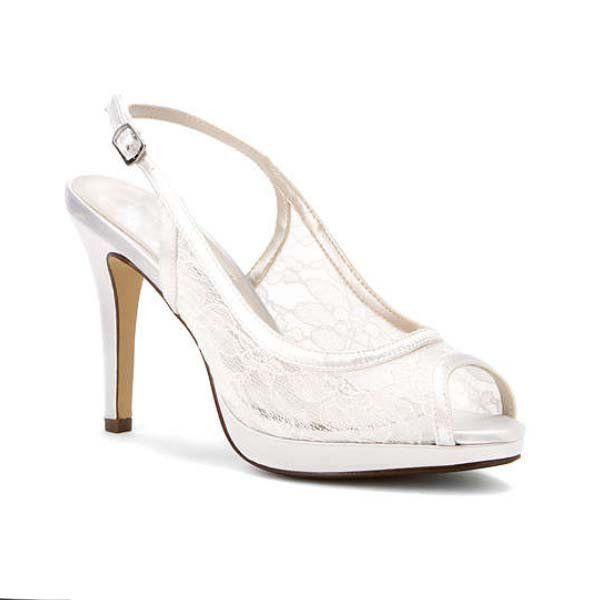 Hochzeit - Lydia Lace Peep Toe Slingback Wedding Shoes By Benjamin Walk
