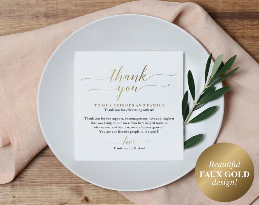 Wedding - Wedding Thank You Card, Thank You Printable, Wedding Table Thank You, Elegant Wedding, Gold Wedding, PDF Instant Download #BPB324_14