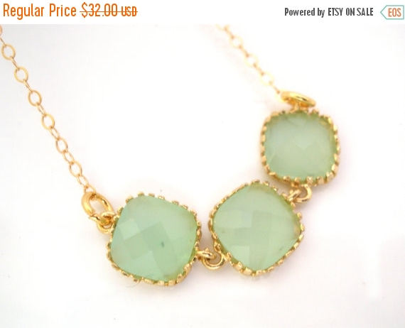 Wedding - SALE Mint Necklace, Gold Green Necklace, Bridesmaid Jewelry, Bridesmaid Necklace, Gold Filled, Bride Necklace, Bridal Jewelry, Bridesmaid Gi