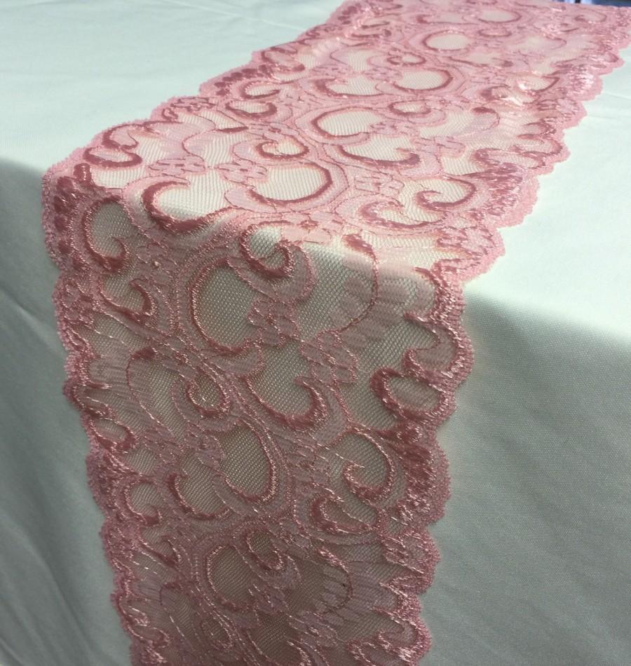 Wedding - Pink/Cherry Blossom color/3ft-10ft long  Lace Table Runner/Lace Overlay/ Weddinds /wedding decor/wedding centerpiece/table decor