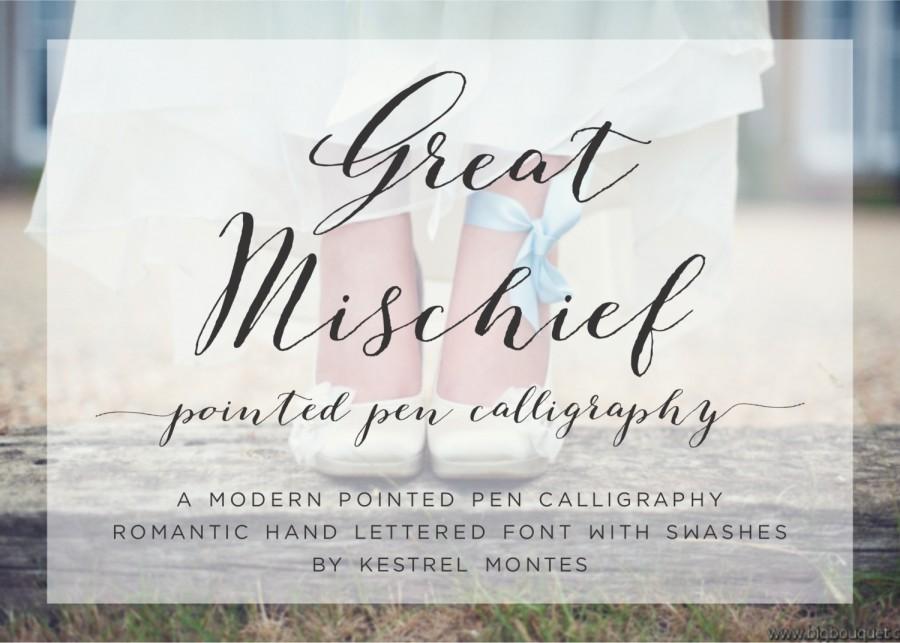Mariage - Handlettered Calligraphy Font by Kestrel Montes, Great Mischief Modern Calligraphy Font, Digital Font Web Version Included, Wedding Font