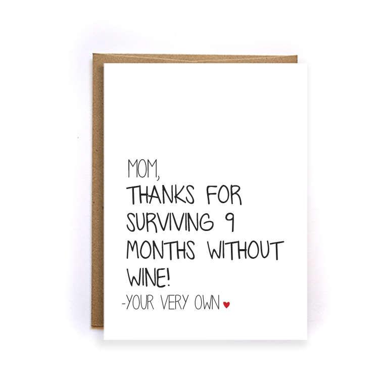 Mariage - Funny Thank you mom wine card, unique Mother's day card, mom birthday funny mothers day card from daughter, hilarious card for mom GC200