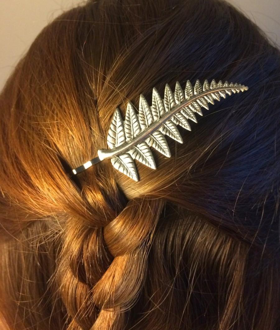 زفاف - Silver Leaf bobby Pin Fern Bridal Hair Pin Bridal Hair Clip Hair Accessories Fern Woodland Wedding Bridal Hair Pin -soldered not glued!