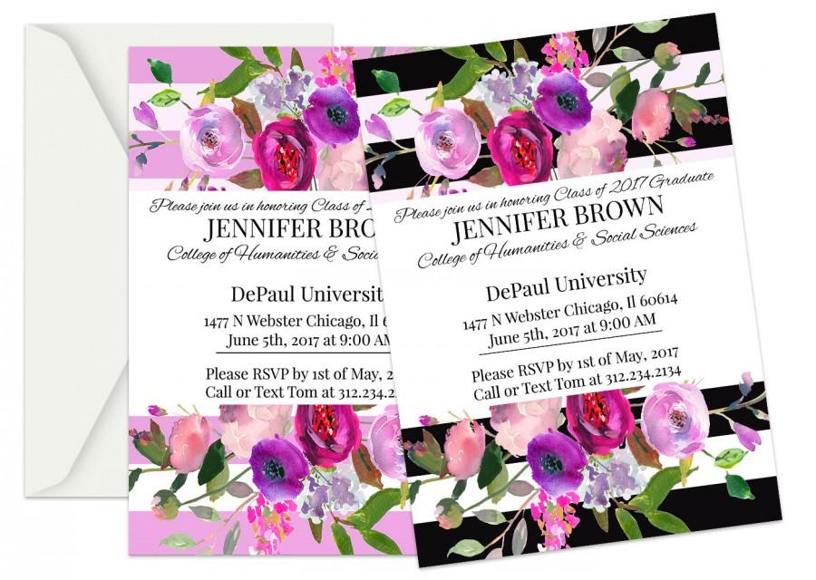 Mariage - Floral graduation, graduation invites, graduation ceremony, 2017 grad, graduation invitation, grad announcement, graduation invite,